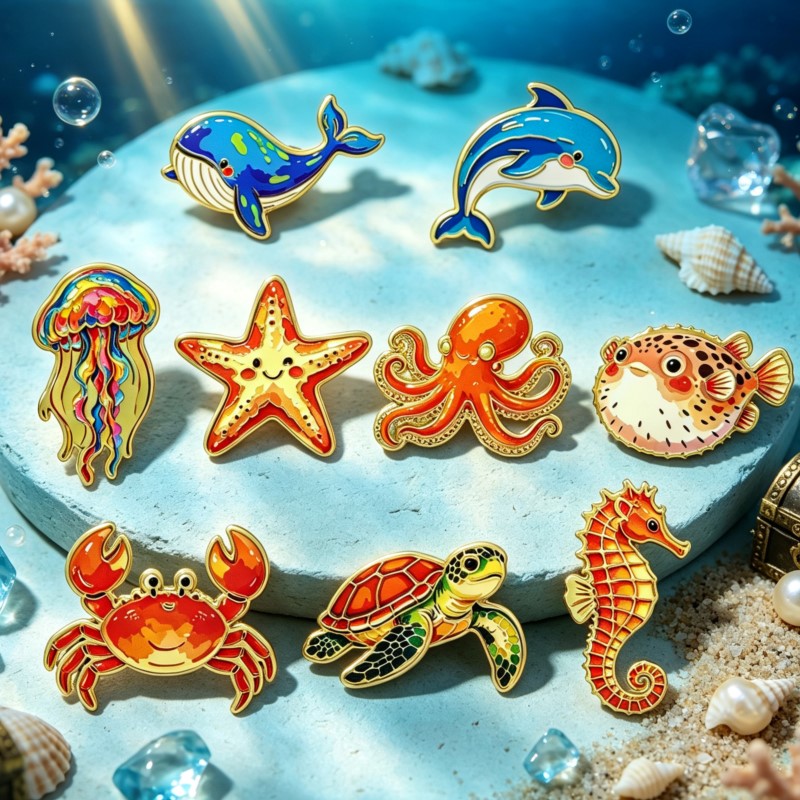 화려한 바다 동물 에나멜 핀 귀여운 바다 생물 브로치  - Enamel Pin Set 리뷰 및 가격
