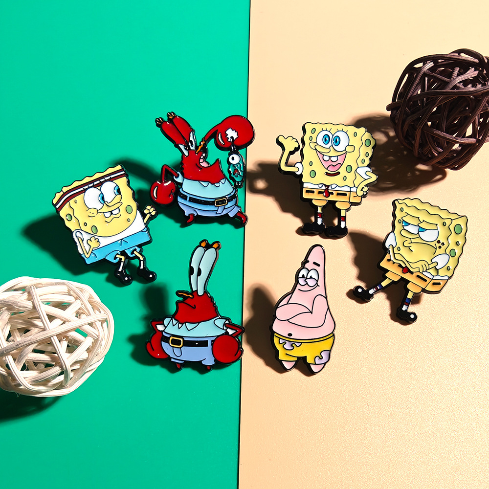 6개 세트 스폰지밥 스퀘어팬츠 애니메이션 만화 브로치  - Enamel Pin Set 리뷰 및 가격
